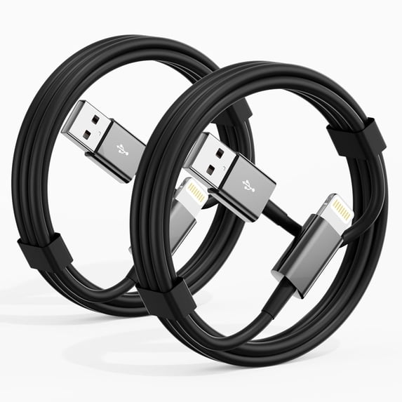 Typpkmm Lightning Cable 2-Pack 3FT CarPlay Cord, Black