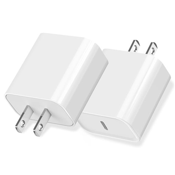 Typpkmm Phone 17/16/15 Fast Charger Block with USB Type C Wall Charger 20W Pd 2Pack, White
