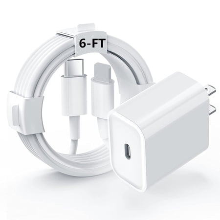 Typpkmm Phone Charger Charging Cable and Wall Charger with Power Adapter Plug Block 6Ft