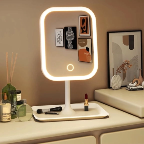 Typpkmm Unique Designer Vanity Mirror with Three Colors LED Light Makeup