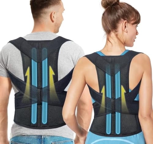 TYPPKMM Posture Corrector Lumbar Support Back Brace, Black, One Size
