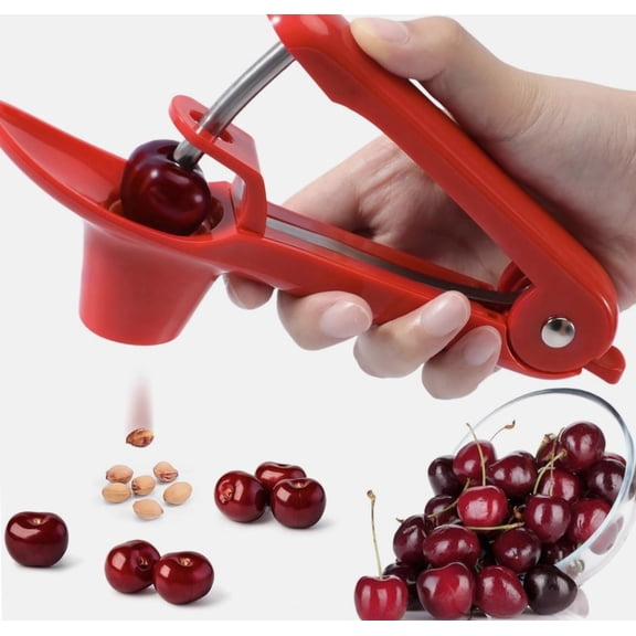 Typpkmm Schvubenr Cherry Pitter Tool with Stainless Steel Cherry Corer Red
