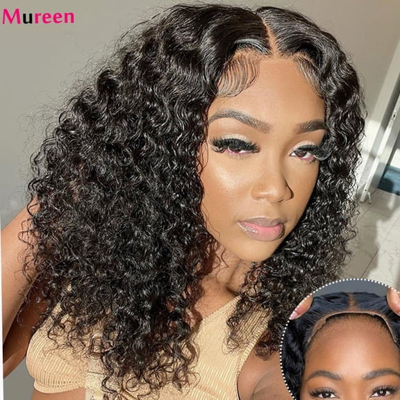 Typpkmm | Stackable Mureen Wear and Go Glueless Human Hair Wigs Deep Wave Bob Wigs for Women Ready to Go 4x4 Pre Cut Lace Closure Wig Human Hair