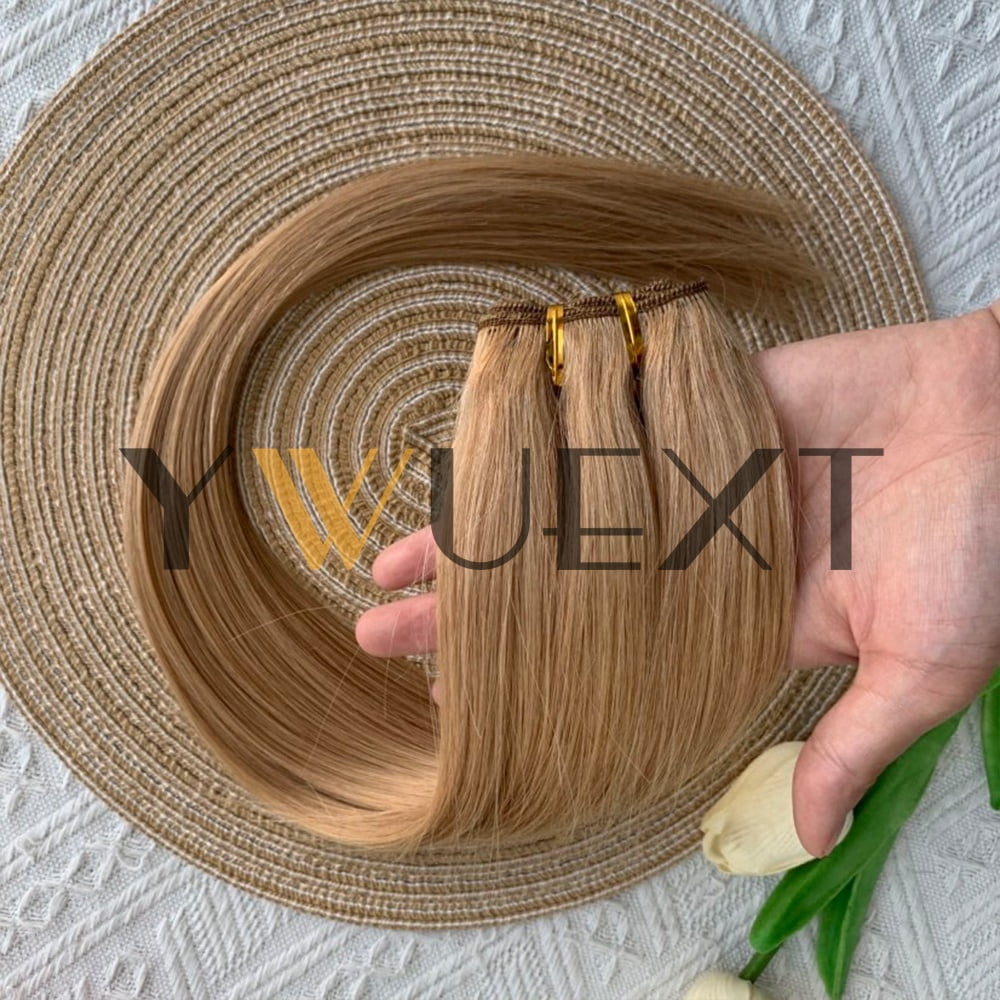 Typpkmm | Stackable Straight Human Hair Weaves Remy Human Hair Bundles Sew in Weft Extensions Straight Blonde 12" 50g