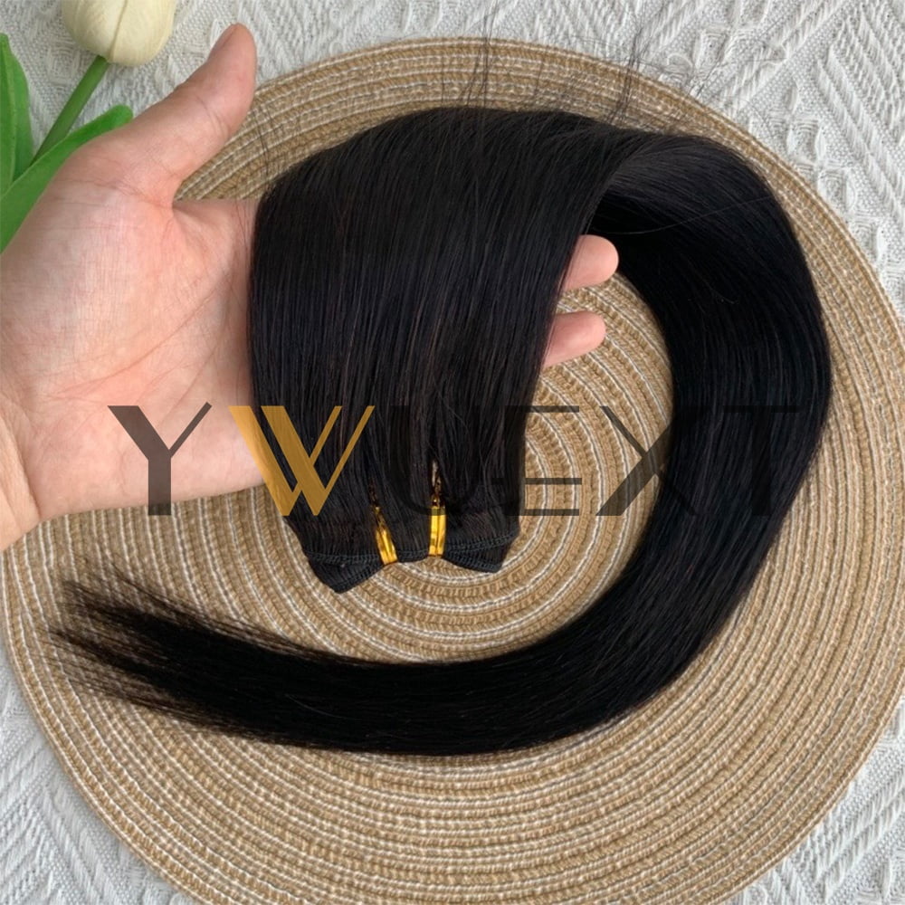 Typpkmm | Stackable Straight Human Hair Weaves Remy Human Hair Bundles Sew in Weft Extensions Straight Blonde 12" 50g