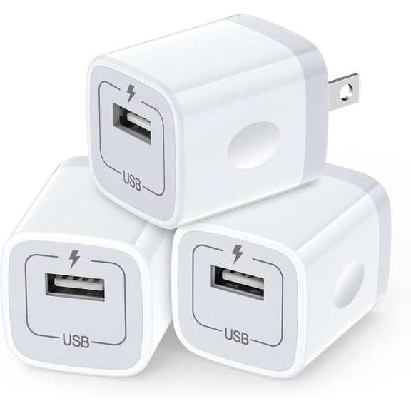 Typpkmm USB Wall Charger 3 Pack, 5V 1A Single Port Phone Adapter Block for Smartphones and Tablets, 0