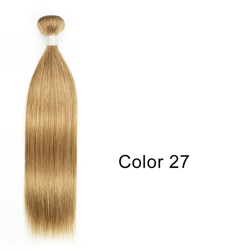 Typpkmm, Versatile Color 8 27 4 Pure Color Remy 100 Human Hair Bundles Extension 95±5gram Ash Blonde Silky Straight Style Bobbi 1 Piece, Brown