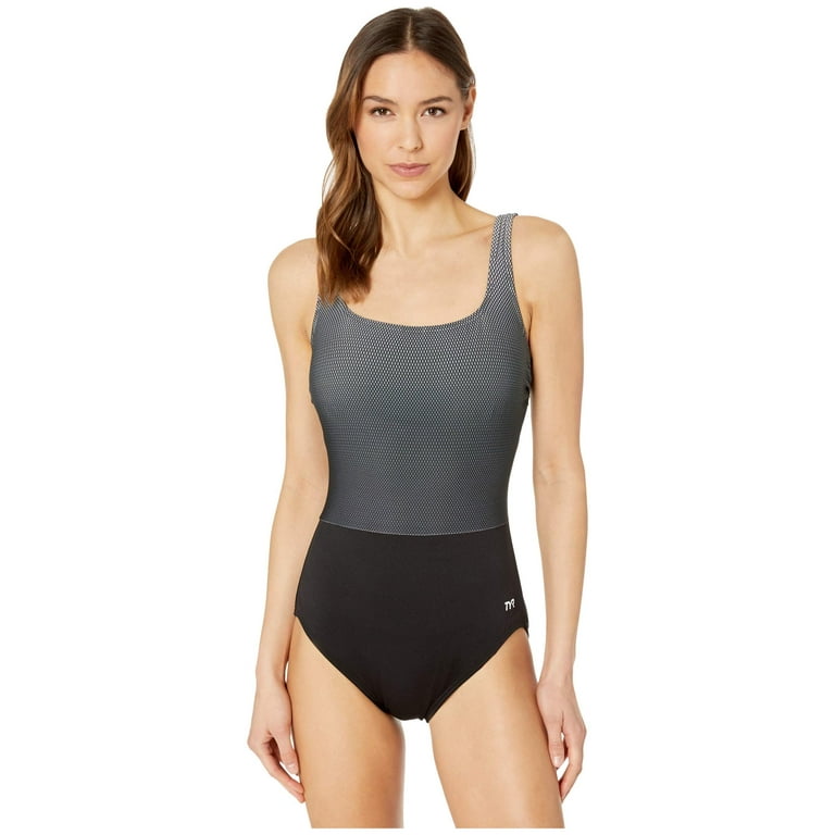 Tyr Fishnet Scoop Neck Controlfit Swimsuit Black/Grey Size 14