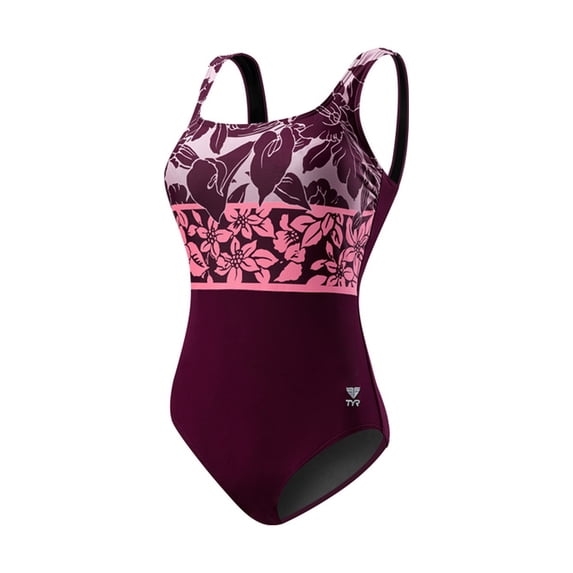 Tyr Fitness Swimsuit NARCISO Burgundy/Pink Size 18