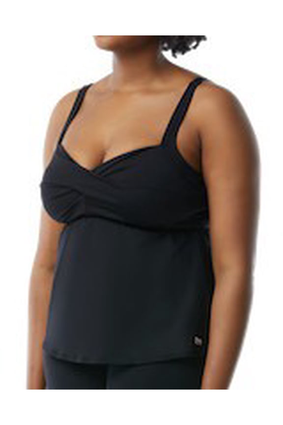 Solid Durafast Elite Plus Size Twisted Bra Tankini Top Female