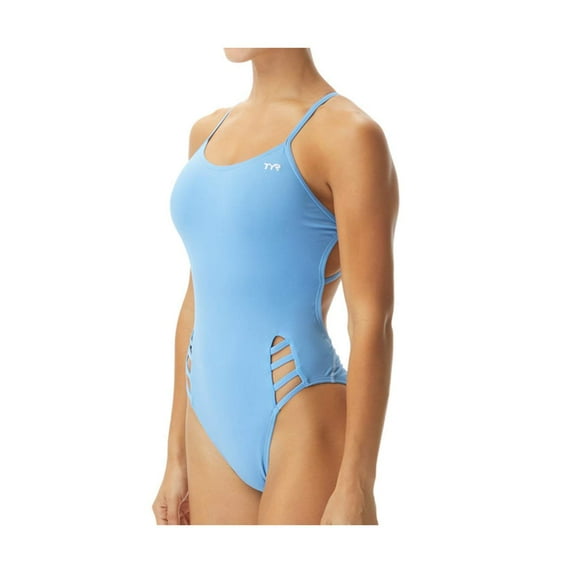 Tyr Solid Durafast One Tetrafit Swimsuit Light Blue Size 28