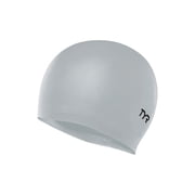 TYR Latex Adult Swim Cap - Training and Recreational Swimming Cap, Durable Latex Construction, Silver