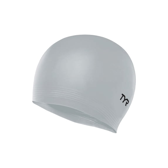 TYR Latex Adult Swim Cap - Training and Recreational Swimming Cap, Durable Latex Construction, Silver