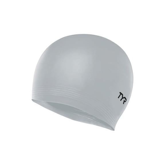 TYR Latex Adult Swim Cap - Training and Recreational Swimming Cap, Durable Latex Construction, Silver