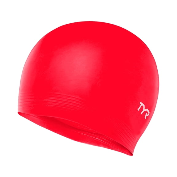 TYR Latex Adult Swim Cap - Training and Recreational Swimming Cap, Durable Latex Construction, Red