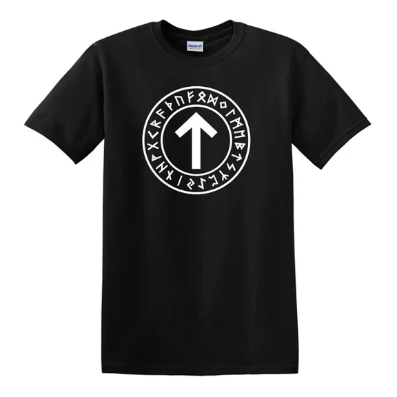 Tyr Warrior Futhark Runes Norse Odin Viking Ragnarok Thor Event Outfit With A Graphic Theme T-Shirt, Size S-5XL