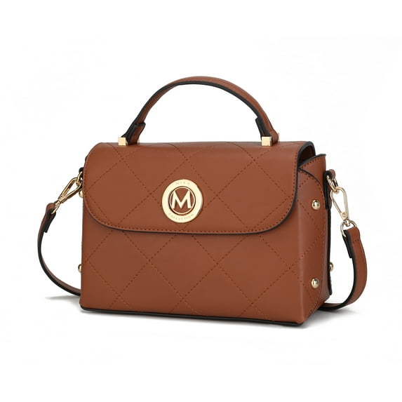 MKF Collection Tyra Vegan Leather Women's Crossbody Bag, Crossover Handbag by Mia K. - Cognac