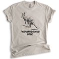 thumbnail image 1 of Tyrannosaurus Deer Shirt, Unisex Women's Men's Shirt, Kangaroo Shirt, Roo Shirt, Light Silk Gray, Medium, 1 of 6