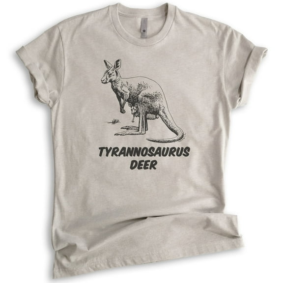 Tyrannosaurus Deer Shirt, Unisex Women's Men's Shirt, Kangaroo Shirt, Roo Shirt, Light Silk Gray, X-Large