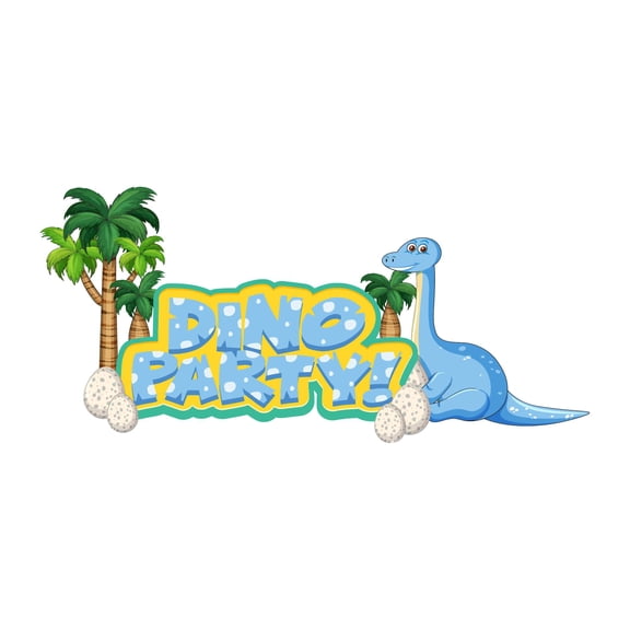 Tyrannosaurus Outdoor Scene Wall Art DesignWall Decal Decoration Dino Party Joyful Cartoon Cartoon Animals Decorating Ideas for Child's Bedroom Size: 30 In(W) x 15 In(H)