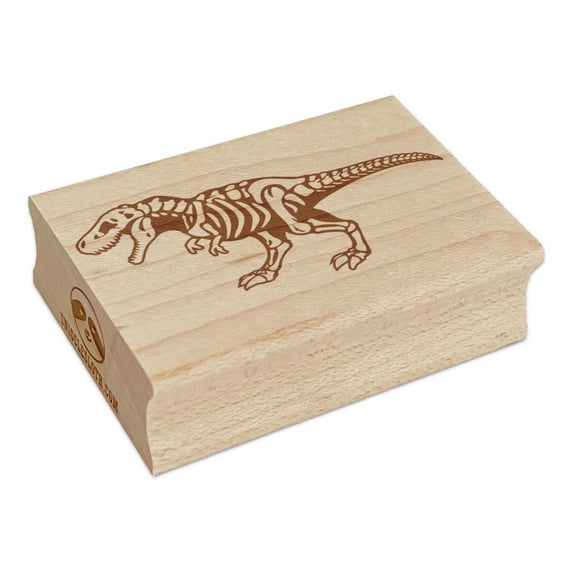 Tyrannosaurus Rex Dinosaur Skeleton Fossil Rectangle Rubber Stamp Stamping Scrapbooking Crafting - Small 1.7in