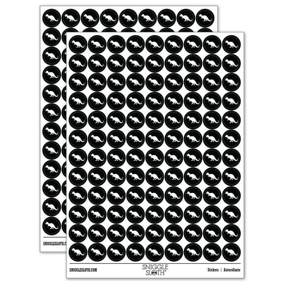 Tyrannosaurus Rex Dinosaur Solid 200+ Round Stickers - Black - Gloss Finish - 0.50" Size