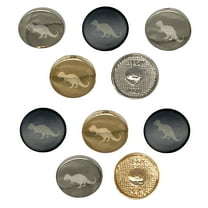 Tyrannosaurus Rex Dinosaur Solid Set of 10 Metal 0.6" (15mm) Sewing Shank Round Buttons - Silver Color