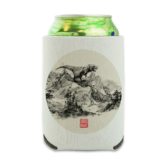 Tyrannosaurus Rex In Chinese Ink Painting Trex Can Cooler - Drink Sleeve Hugger Collapsible Insulator - Beverage Insulated Holder