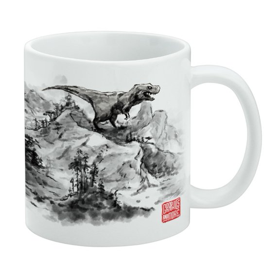Tyrannosaurus Rex In Chinese Ink Painting Trex White Mug