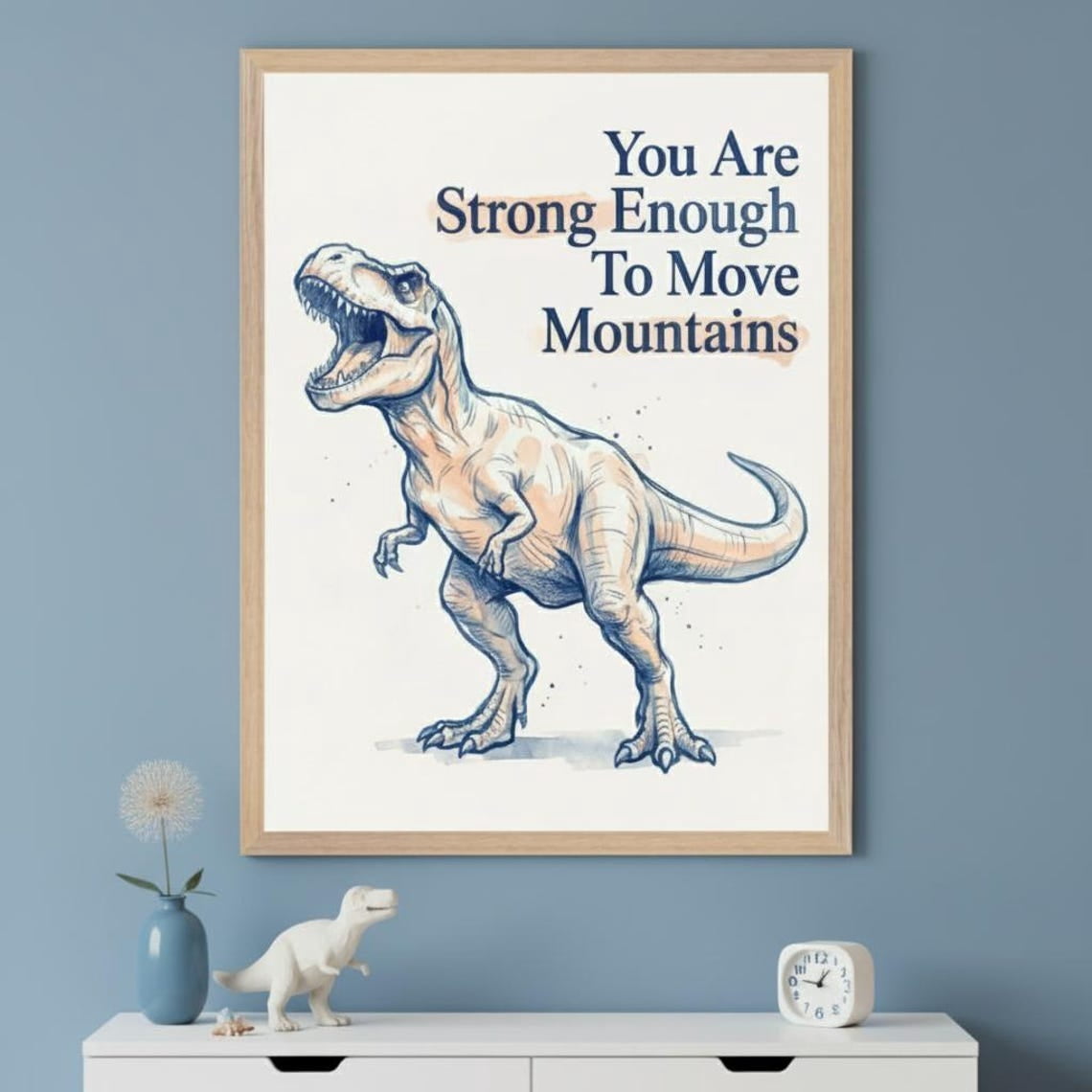 Tyrannosaurus Rex Motivational Quote Wall Art Dinosaur Nursery Decor Boys Room Unframed Paper Poster 16x20in
