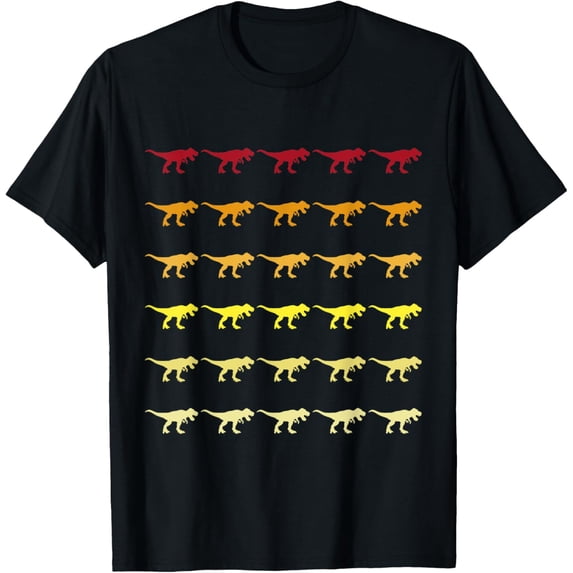 Tyrannosaurus-Rex Retro Animal Pattern T-Shirt men and women can wear, black, white, gifts