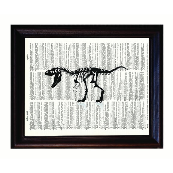 Tyrannosaurus Rex Skeleton - Dictionary Art Print Printed On Authentic Vintage Dictionary Book Page - 8 x 10.5