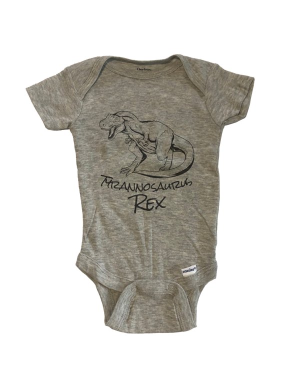 Tyrannosaurus Rex Sketch Cool Prehistoric T-Rex Dinosaur Baby Bodysuit - Grey