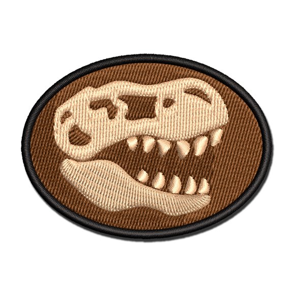 Tyrannosaurus Rex Skull Fossil Applique Multi-Color Embroidered Iron-On Patch - 3.5 Inch Large