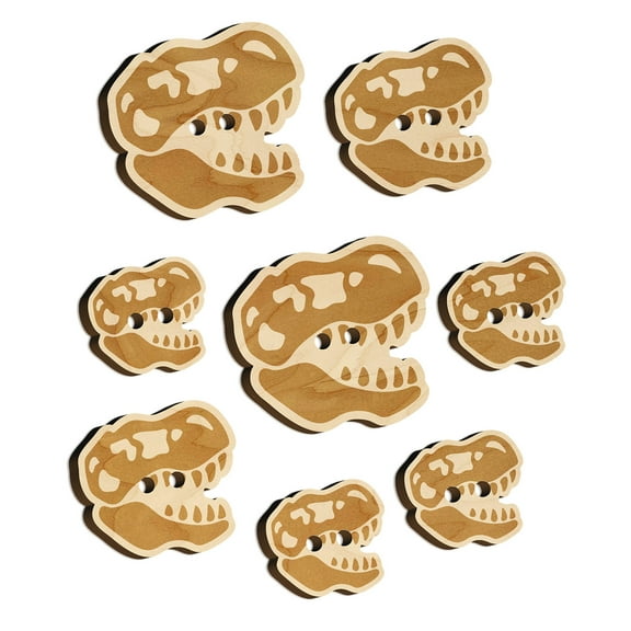 Tyrannosaurus Rex Skull Fossil Wood Buttons for Crochet Knitting Sewing DIY Craft - 1.00 Inch Medium (7pcs)