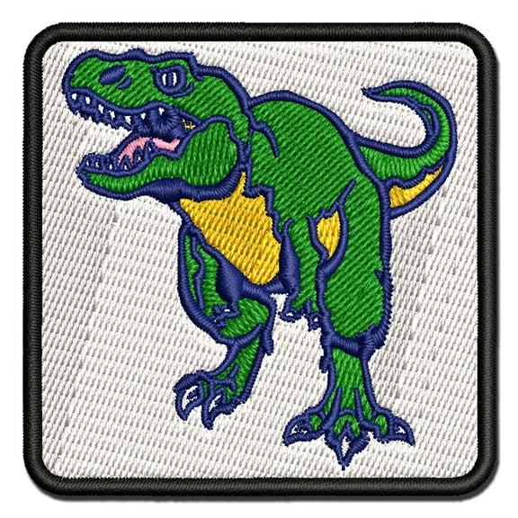 Tyrannosaurus Rex T-Rex Dinosaur on the Hunt Applique Multi-Color Embroidered Iron-On Patch - 2.0 Inch Mini