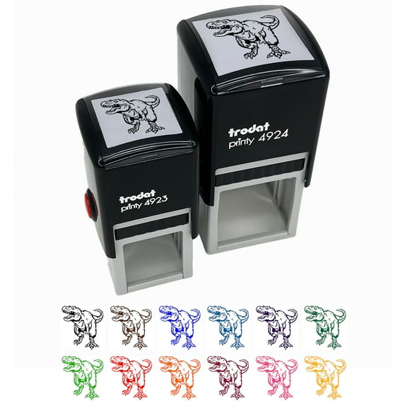 Tyrannosaurus Rex T-Rex Dinosaur on the Hunt Self-Inking Rubber Stamp Ink Stamper - Blue Ink - Small 1 Inch