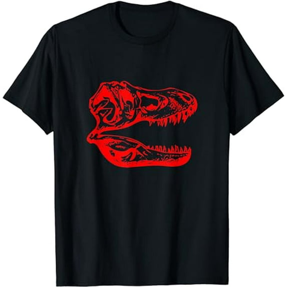 Tyrannosaurus Rex ( T Rex ) Skeleton Head Red T-Shirt