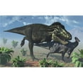 thumbnail image 1 of Tyrannosaurus Rex hunting a lone Parasaurolophus duckbill dinosaur Poster Print, 1 of 2