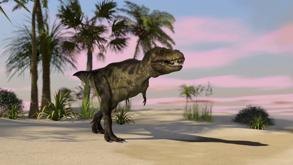 Tyrannosaurus Rex hunting for its next meal Canvas Art - Kostyantyn IvanyshenStocktrek Images (19 x 11)