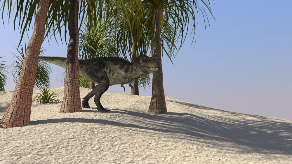 Tyrannosaurus Rex hunting for its next meal Canvas Art - Kostyantyn IvanyshenStocktrek Images (38 x 22)