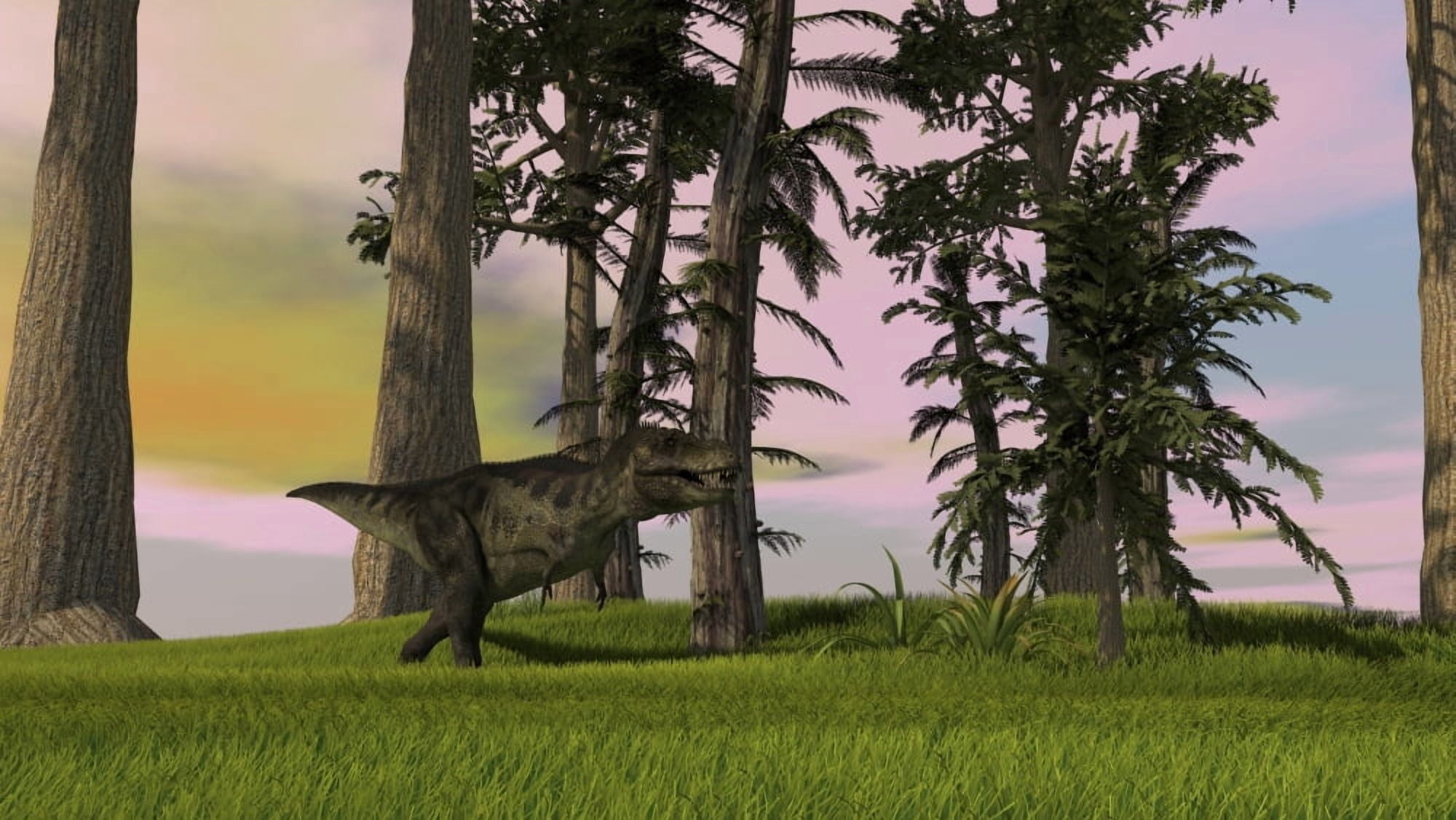 Tyrannosaurus Rex hunting in grasslands Canvas Art - Kostyantyn IvanyshenStocktrek Images (19 x 11)