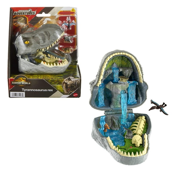 Jurassic World Rebirth Micro Adventure Playset Tyrannosaurus Rex Head, Interactive Features & Figures