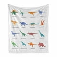 thumbnail image 1 of Tyrannosaurus Soft Flannel Fleece Throw Blanket, Different Type of Dinosaurs Fossil Characters Paleontology Jurassic, Cozy Plush for Indoor and Outdoor Use, 60" x 80", Multicolor, by Ambesonne, 1 of 5