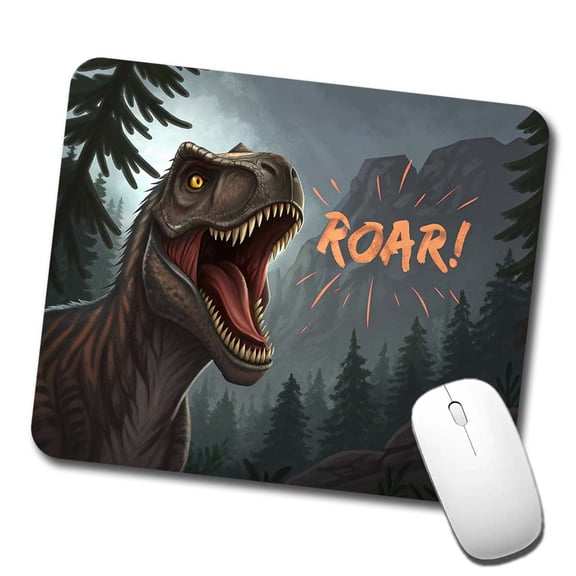 Tyrannosaurus T-Rex Dinosaur Roar Bold Text Mouse Pad Low Profile Gaming Mat