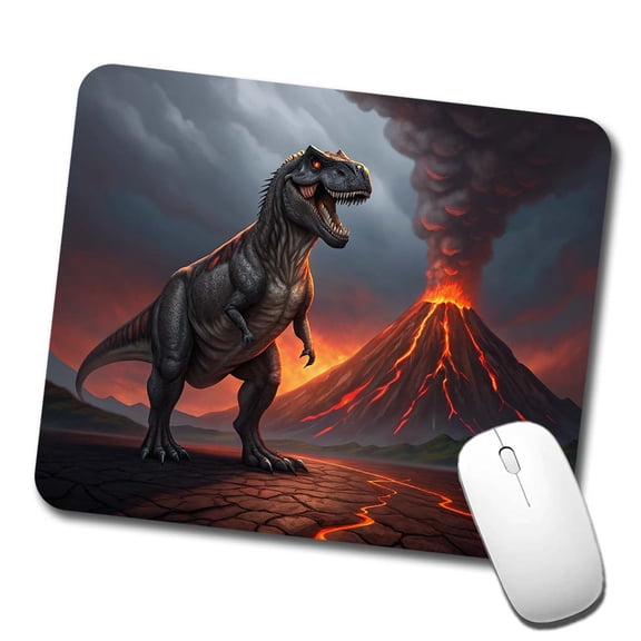 Tyrannosaurus T-Rex Dinosaur Volcano Erupting Mouse Pad Low Profile Gaming Mat