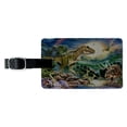 thumbnail image 1 of Tyranosaur T-Rex Jurassic Sunset Rectangle Leather Luggage Card Suitcase Carry-On ID Tag, 1 of 8