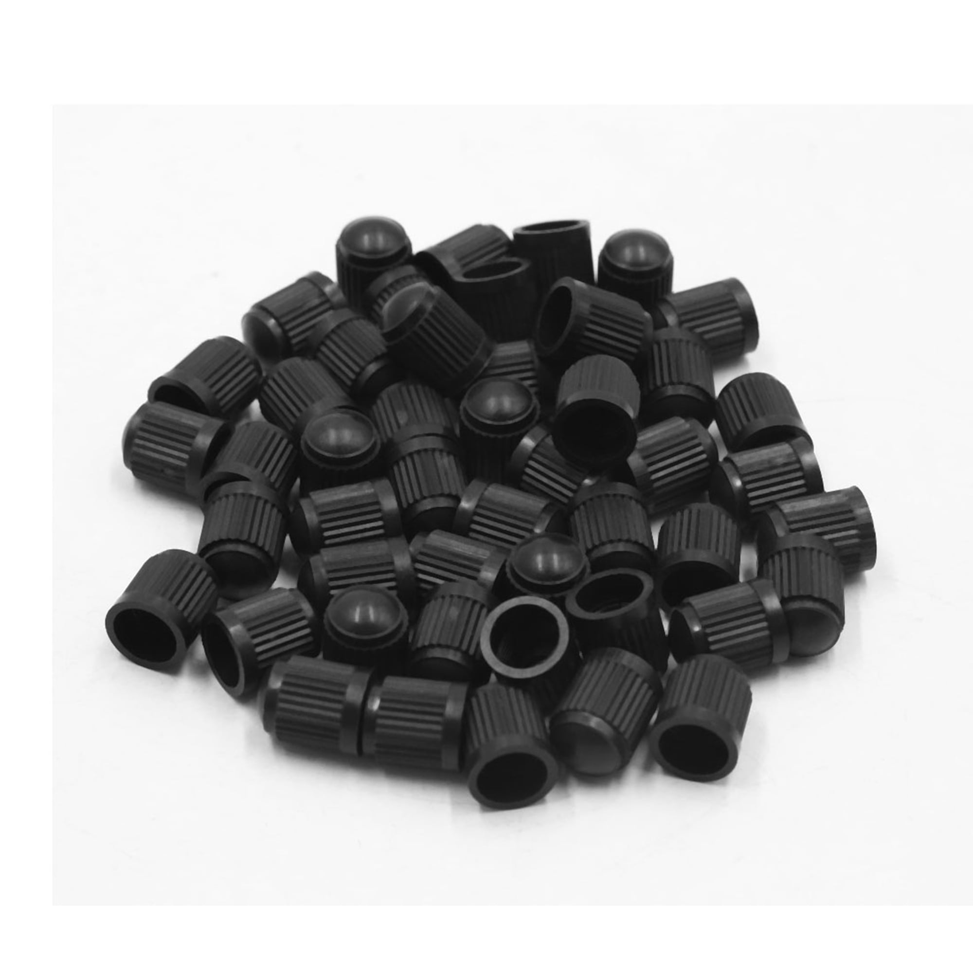 Tyre Air Pressure Stem Dust Cover Tire Valve Dirt Cap 50pcs Black Plastic Car