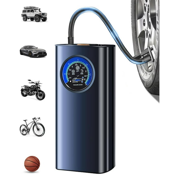 Tyre Inflator Portable Air Compressor,Rechargeable Cordless Tyre Inflator,Mini Air Tyre Pump Car Accessories with LED Light for Car Motorcycle Bicycle Ball(B,1)
