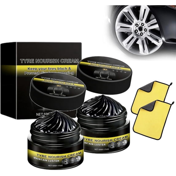 Tyre Nourish Cream, Tire Nourish Wax Cream, Tyre Nourish Cream Maintain Luster for Cars, UV Protection and Waterproof Coating, Designed to Enhance Vehicle Aesthetics Efficiently (2)